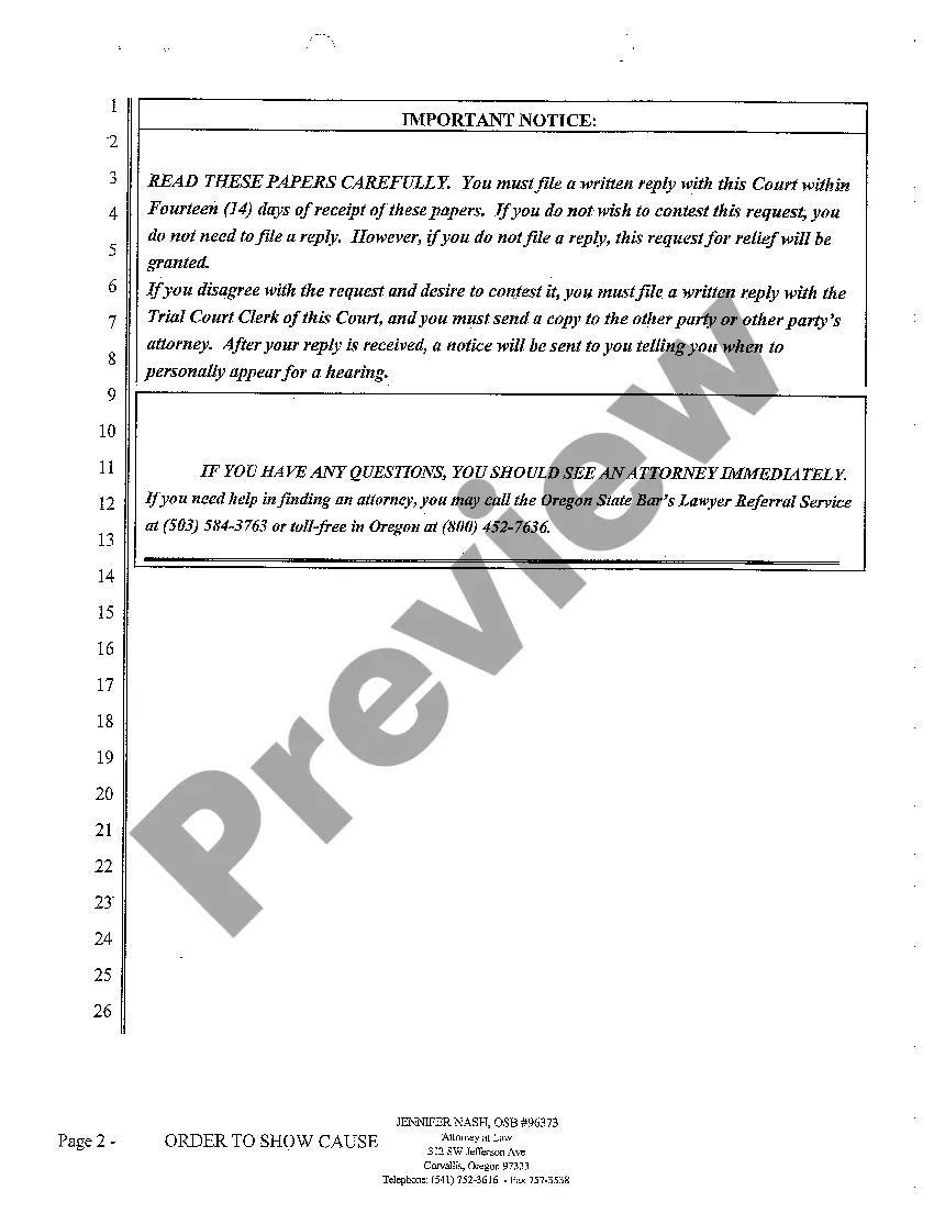 Preview A06 Order to Show Cause Injunction from Charging Credit