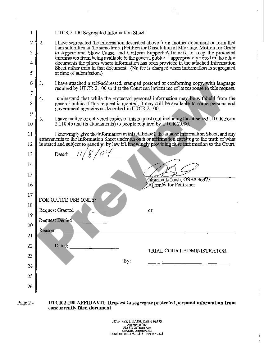 Preview A03 Affidavit - Request to Segregate Protected Personal Information from Concurrently Filed Document