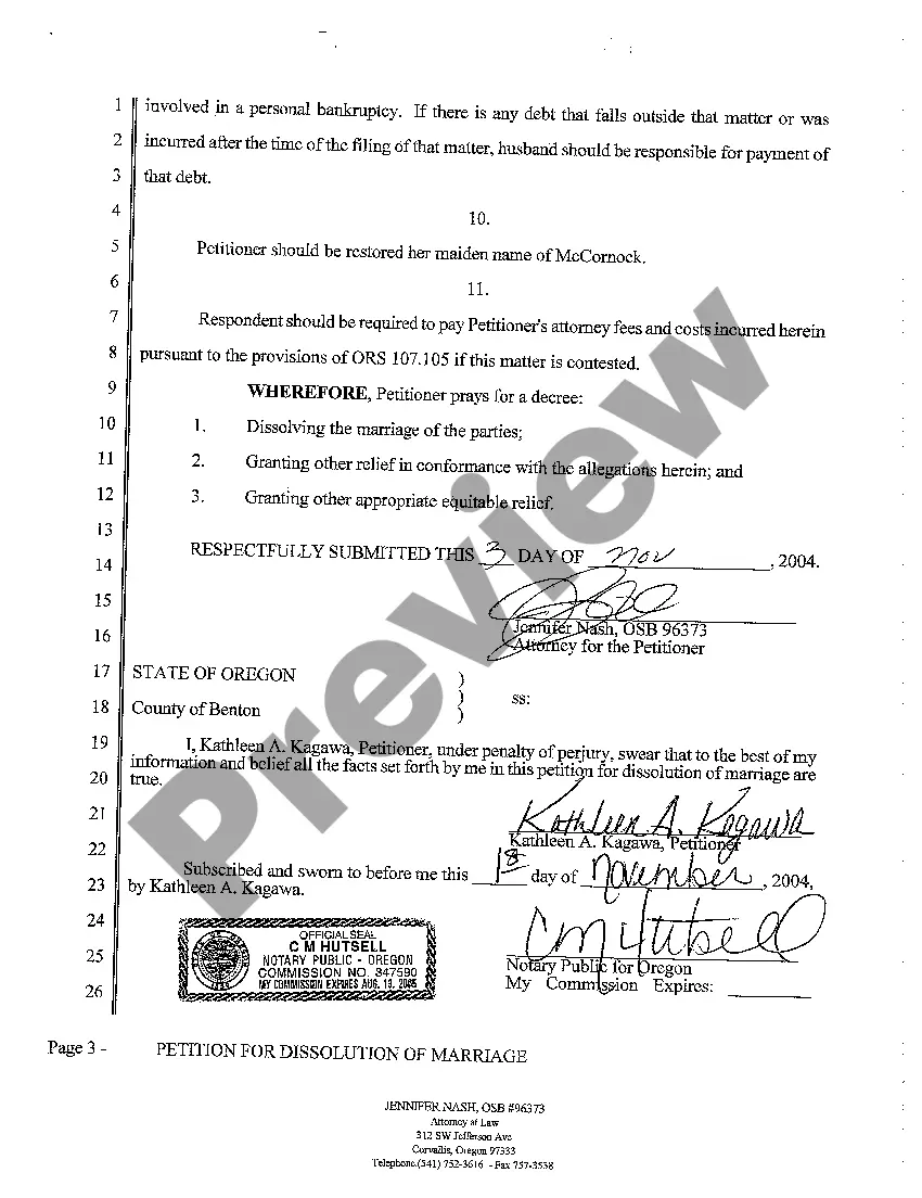 Preview A01 Petition for Dissolution of Marriage