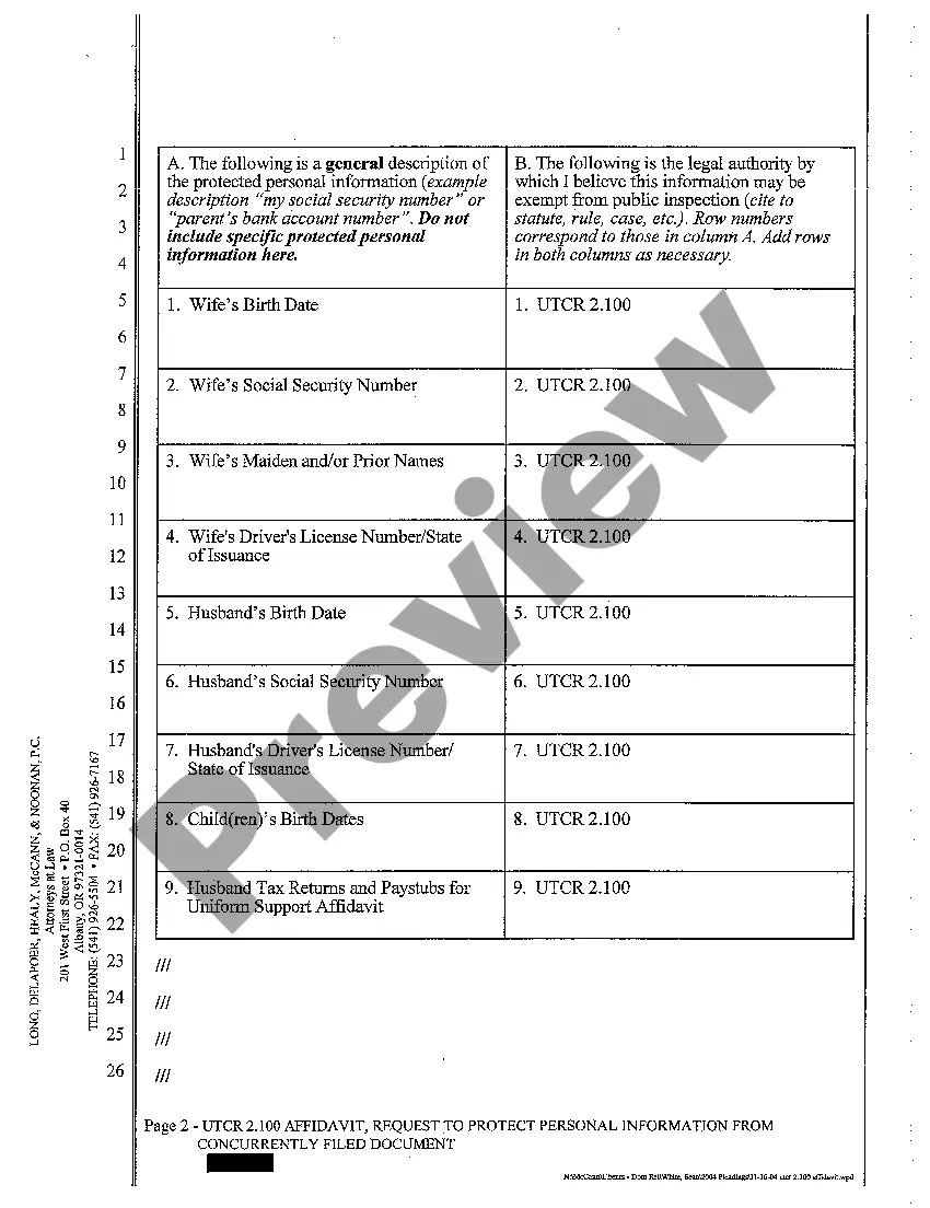 Get A04 Affidavit, Request to Segregate Protected Personal Information from Concurrently Filed Document Preview A04 Affidavit, Request to Segregate Protected Personal Information from Concurrently Filed Document
