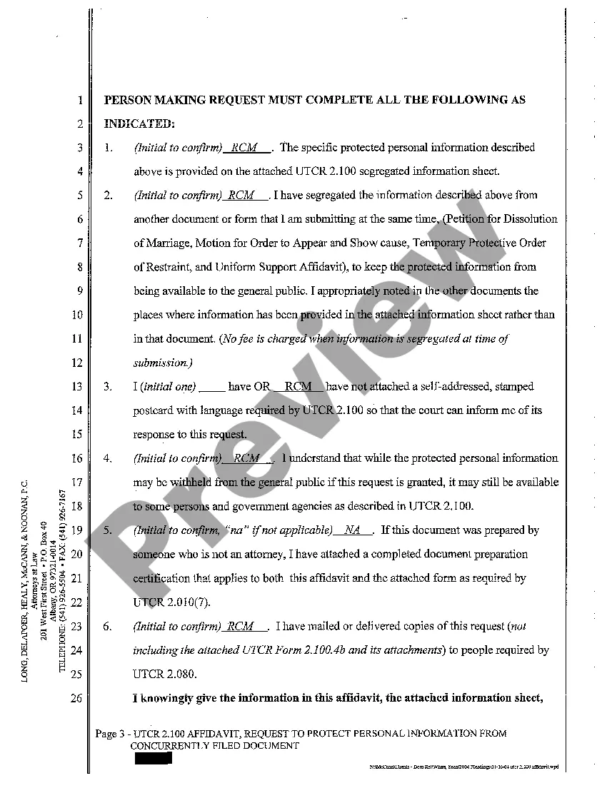 Get A04 Affidavit, Request to Segregate Protected Personal Information from Concurrently Filed Document Preview A04 Affidavit, Request to Segregate Protected Personal Information from Concurrently Filed Document