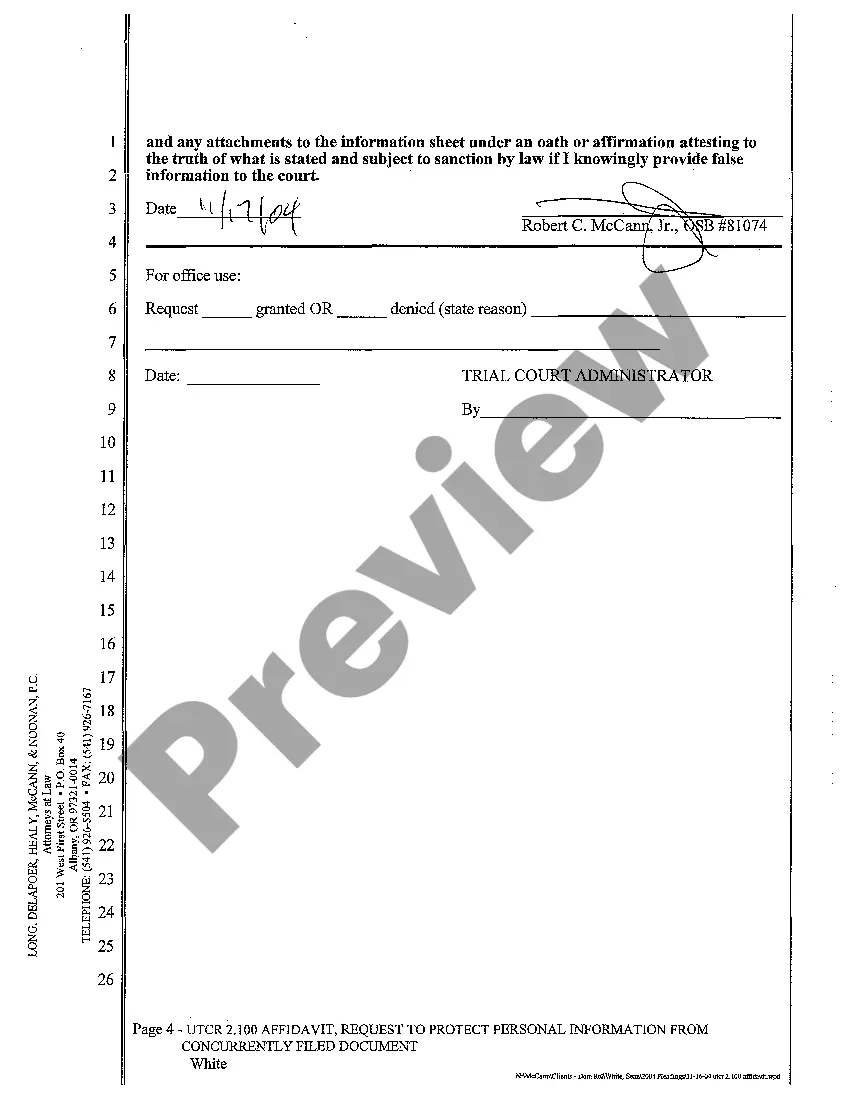 Get A04 Affidavit, Request to Segregate Protected Personal Information from Concurrently Filed Document Preview A04 Affidavit, Request to Segregate Protected Personal Information from Concurrently Filed Document