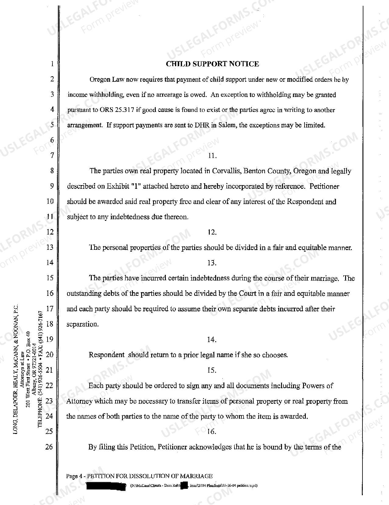 Oregon Petition for Dissolution of Marriage | US Legal Forms