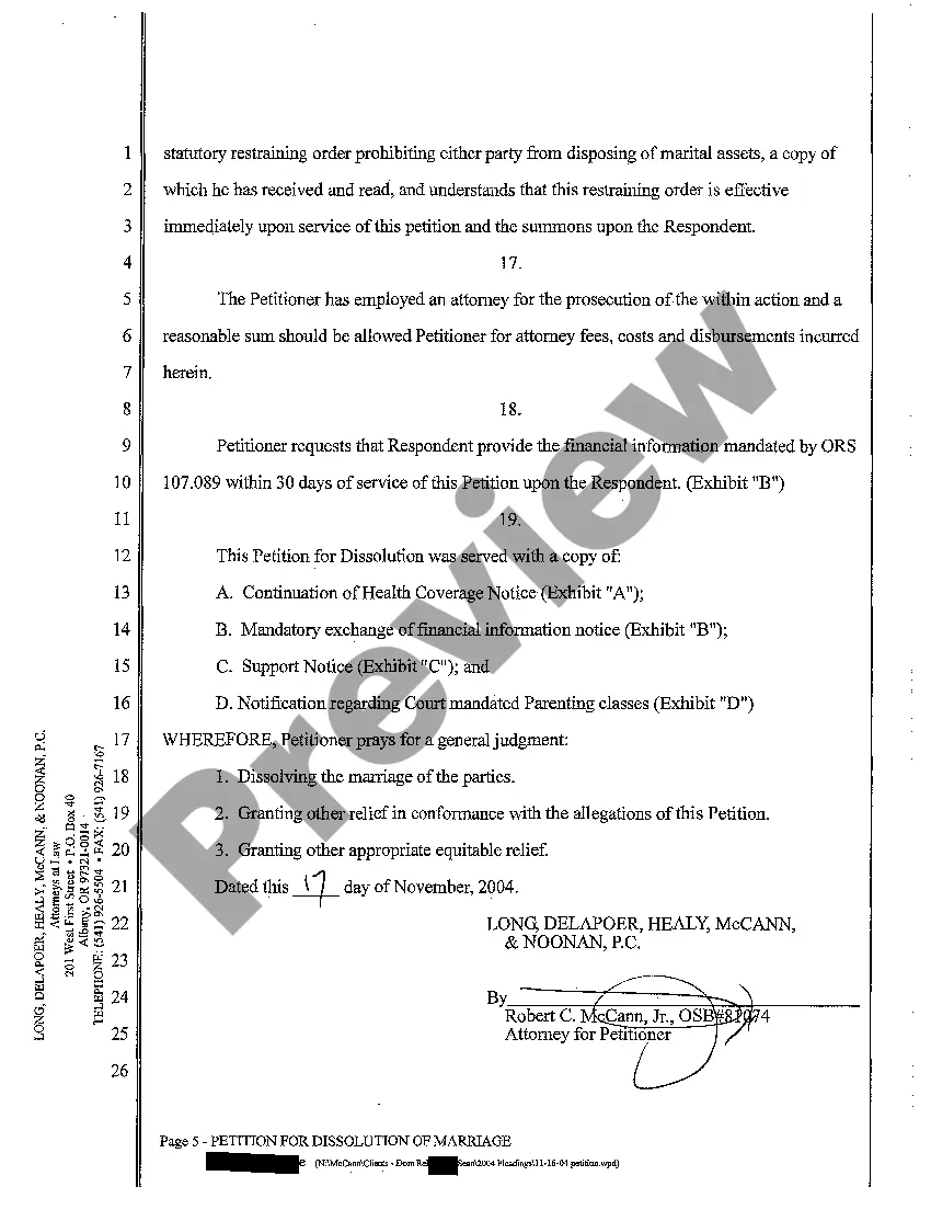 Get A07 Petition for Dissolution of Marriage Preview A07 Petition for Dissolution of Marriage