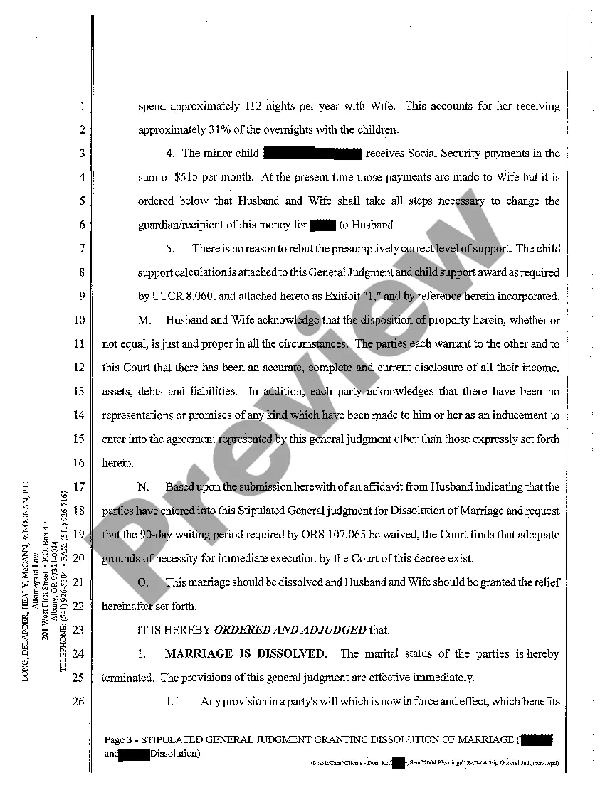 Get A09 Stipulated General Judgment Granting Dissolution of Marriage and Money Award Preview A09 Stipulated General Judgment Granting Dissolution of Marriage and Money Award