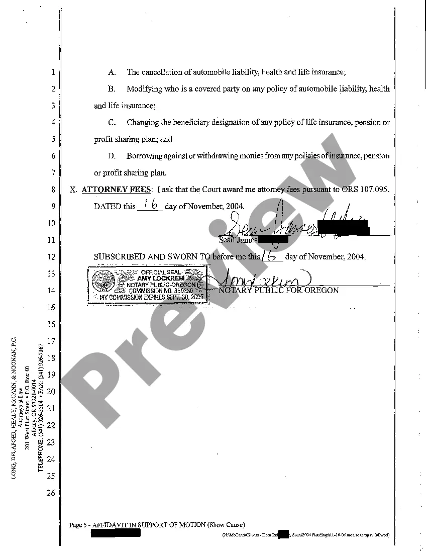 Get A08 Affidavit in Support Motion and Order to Show Cause Filed Ex Parte Seeking Temporary Relief From Marital Property Preview A08 Affidavit in Support Motion and Order to Show Cause Filed Ex Parte Seeking Temporary Relief From Marital Property