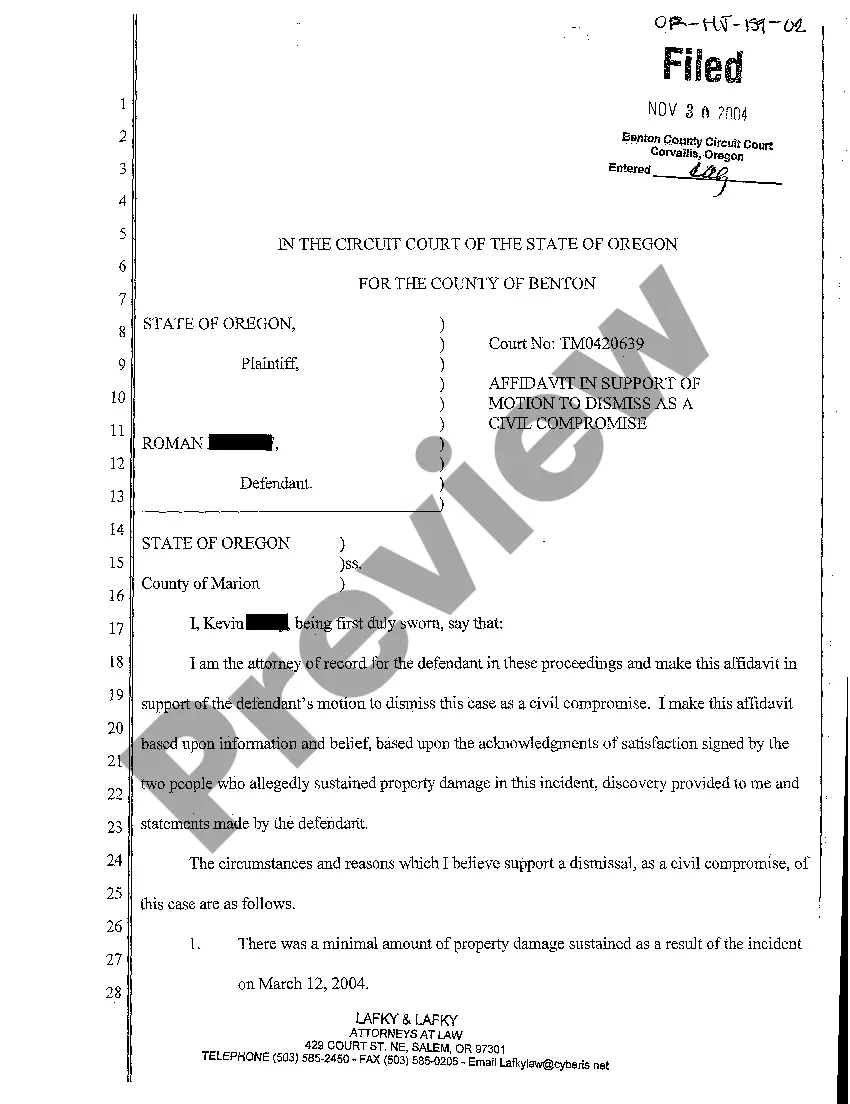 Preview A03 Motion to Dismiss as a Civil Compromise