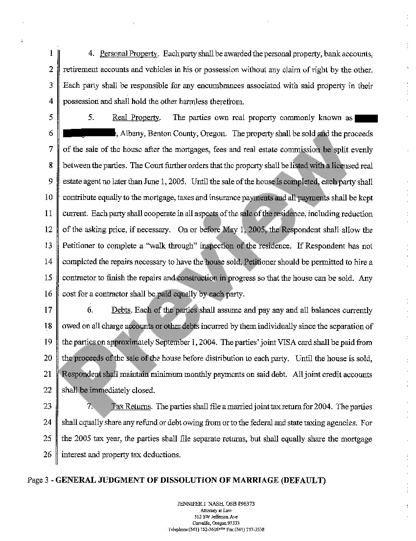 Preview A08 General Judgment of Dissolution Marriage