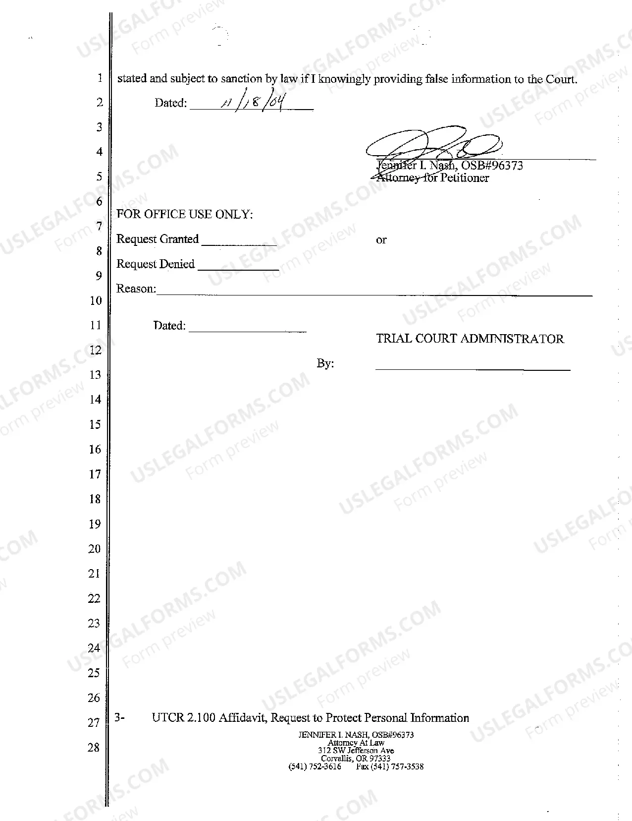 Preview A03 Affidavit regarding Petition for Dissolution
