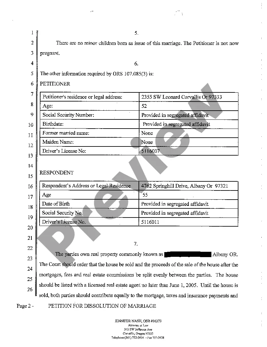Preview A01 Petition for Dissolution of Marriage