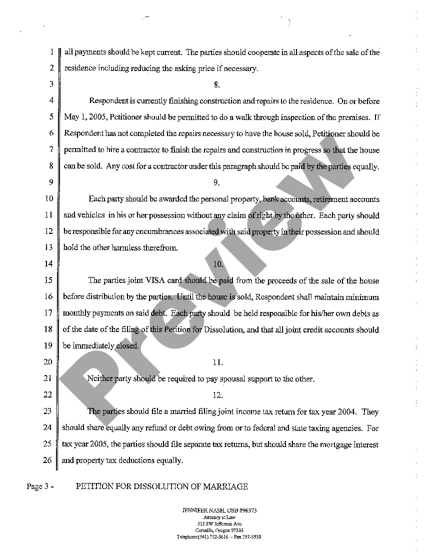 Preview A01 Petition for Dissolution of Marriage