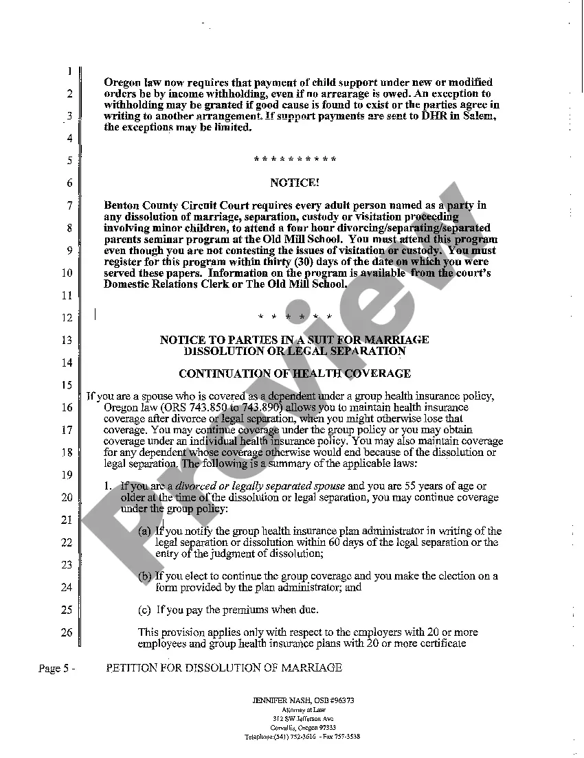 Preview A01 Petition for Dissolution of Marriage