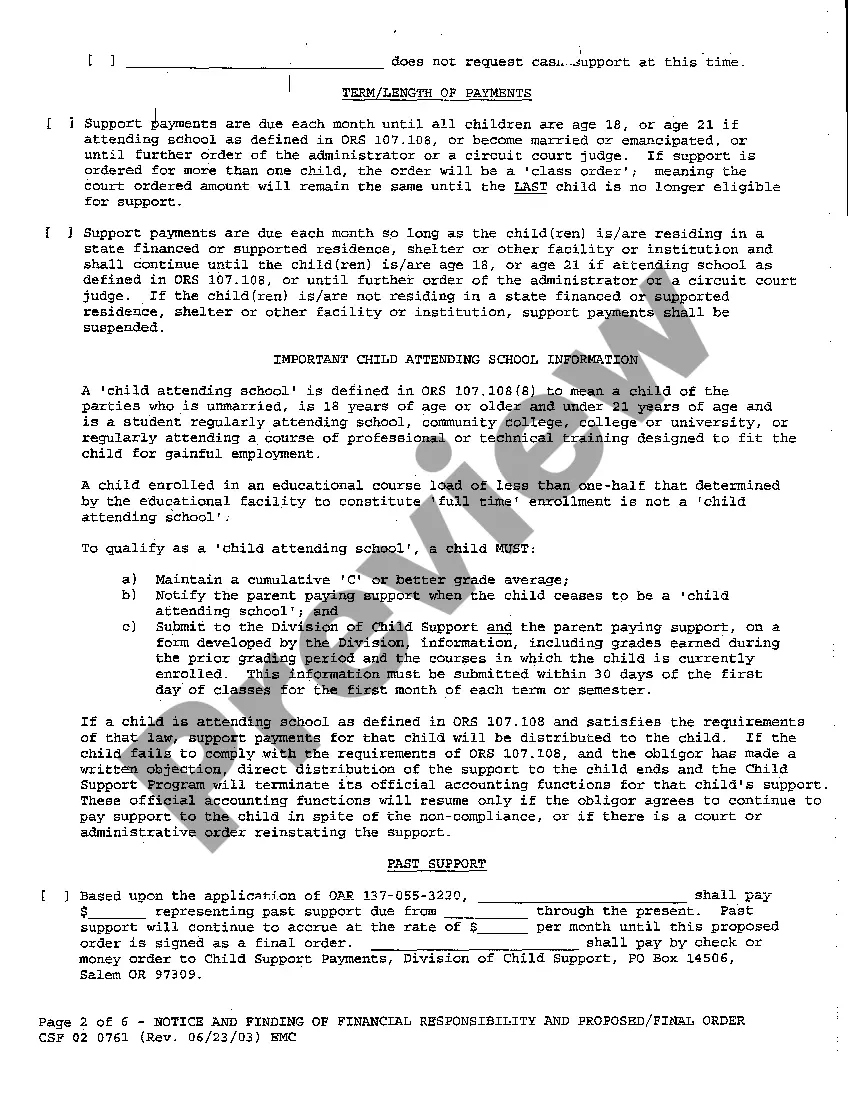 Preview A18 Notice and Finding of Financial Responsibility and Proposed Final Order