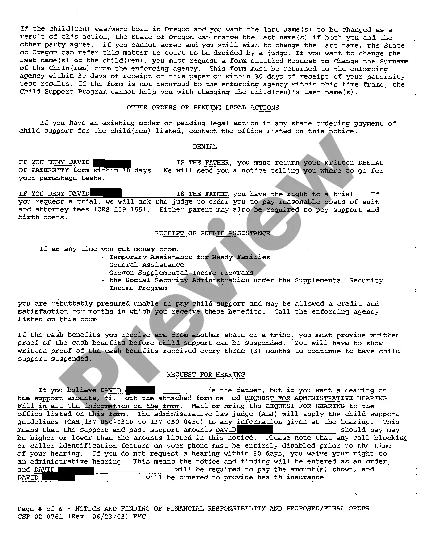 Preview A18 Notice and Finding of Financial Responsibility and Proposed Final Order