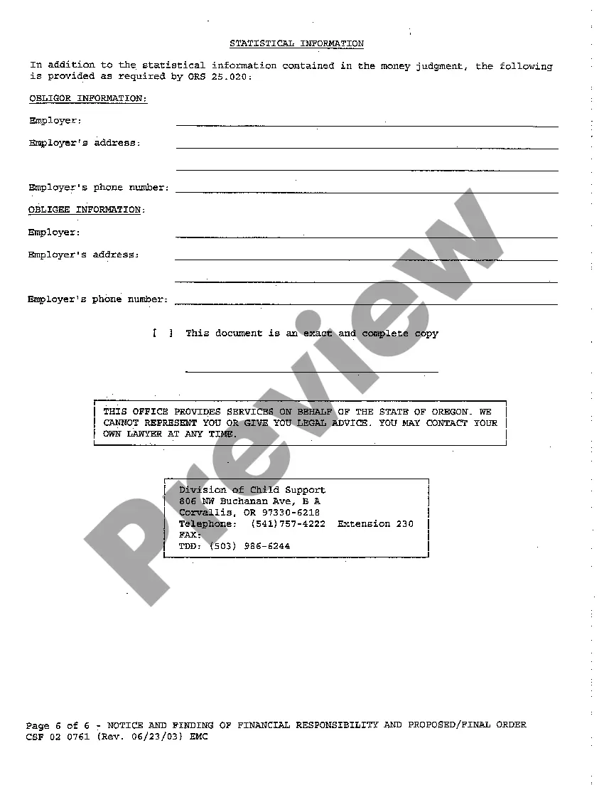 Preview A18 Notice and Finding of Financial Responsibility and Proposed Final Order