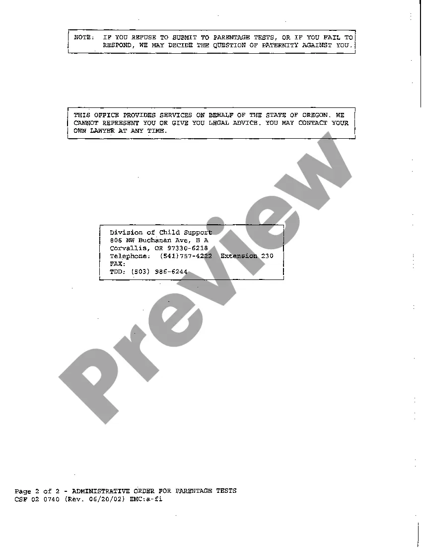 Get A20 Administrative Order for Parentage Tests Preview A20 Administrative Order for Parentage Tests