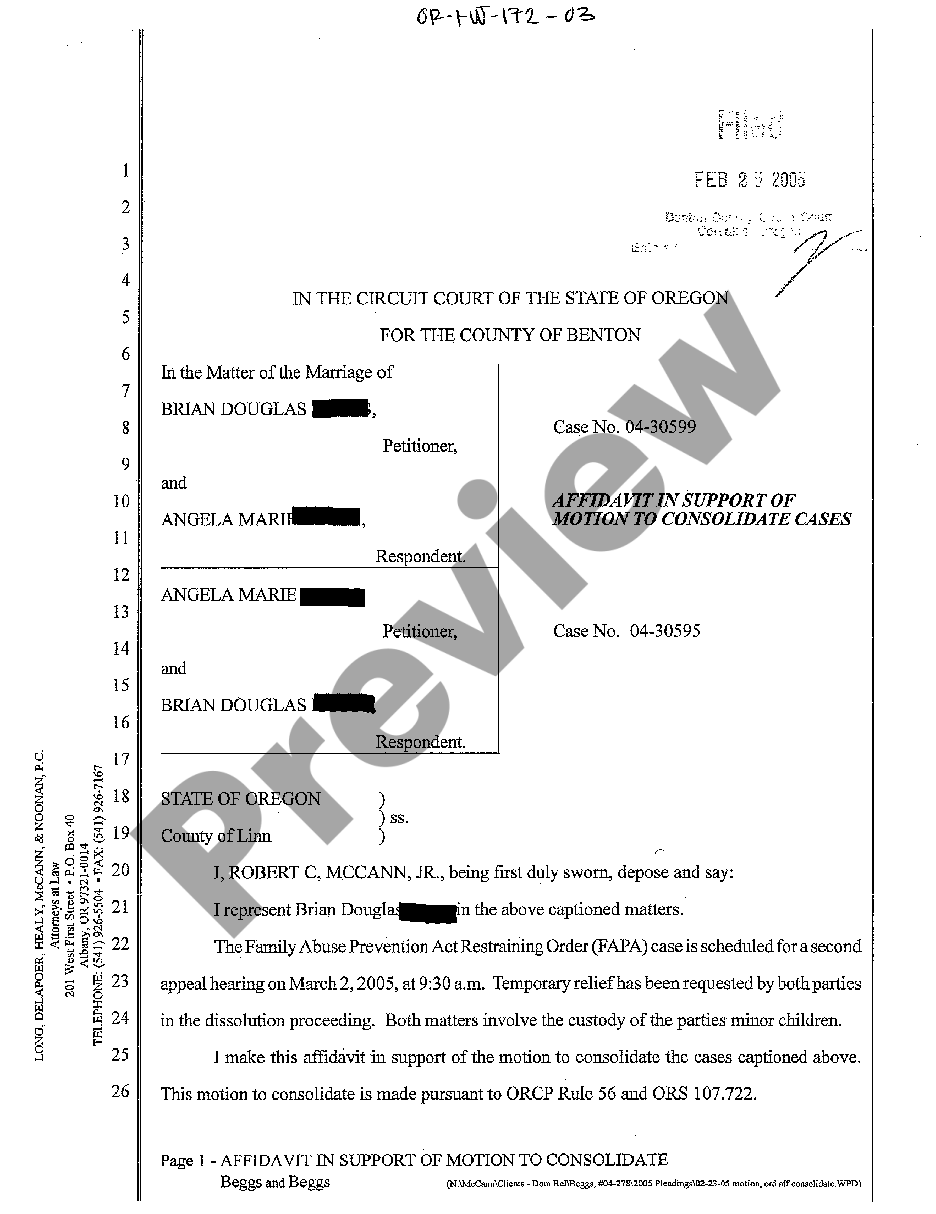 Affidavit Of Consolidation With Company | US Legal Forms