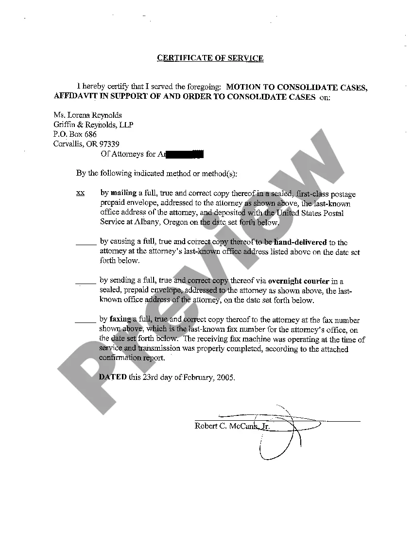 Get A03 Affidavit in Support of Motion to Consolidate Cases Preview A03 Affidavit in Support of Motion to Consolidate Cases