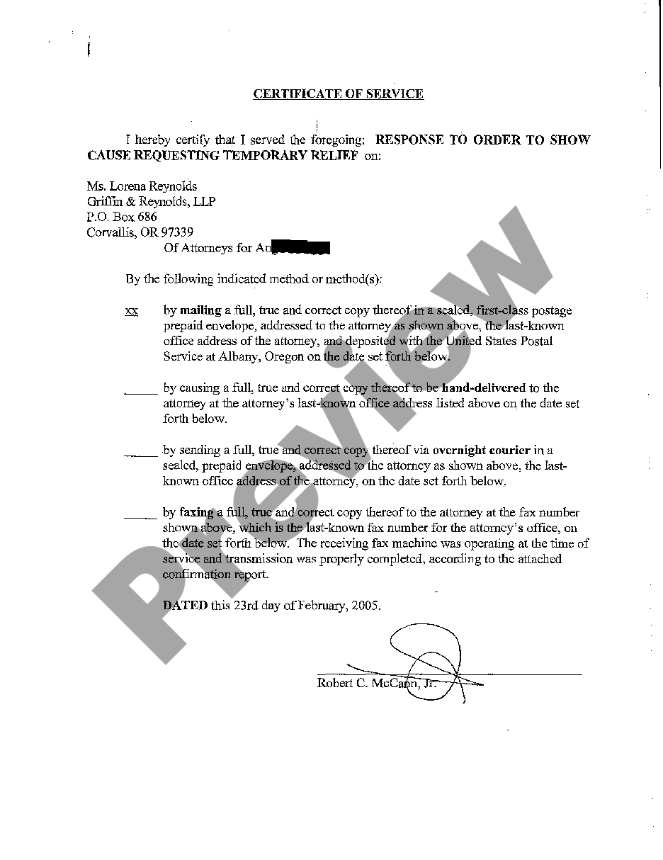 Oregon Affidavit In Support Of Response And Counter Motion To Order To ...