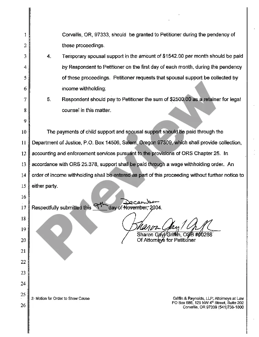 Get A04 Ex Parte Motion for Order to Show Cause Re Temporary Relief ORS 107.095 Preview A04 Ex Parte Motion for Order to Show Cause Re Temporary Relief ORS 107.095