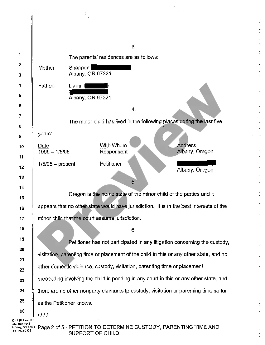 Get A01 Petition to Determine Custody, Parenting Time and Support of Child Preview A01 Petition to Determine Custody, Parenting Time and Support of Child