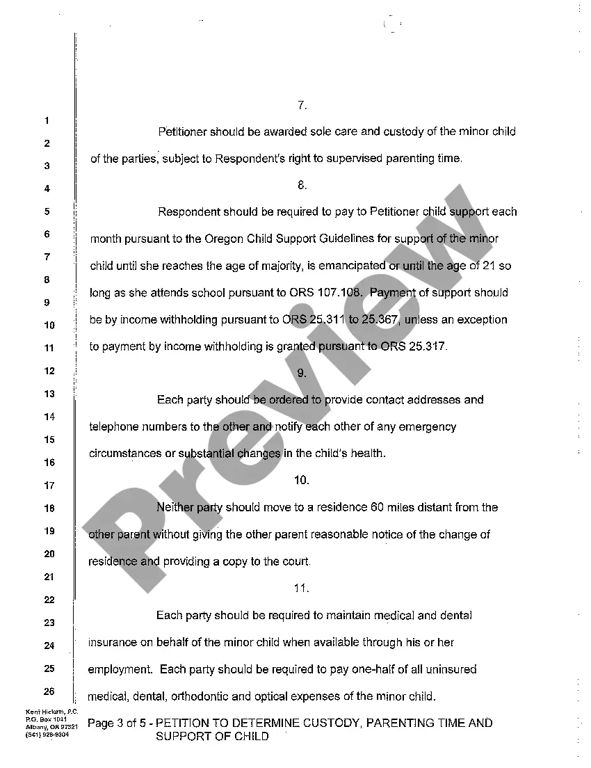 Get A01 Petition to Determine Custody, Parenting Time and Support of Child Preview A01 Petition to Determine Custody, Parenting Time and Support of Child