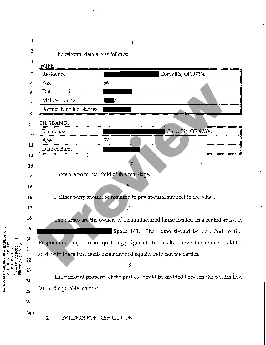 Get A01 Petition for Dissolution of Marriage Preview A01 Petition for Dissolution of Marriage