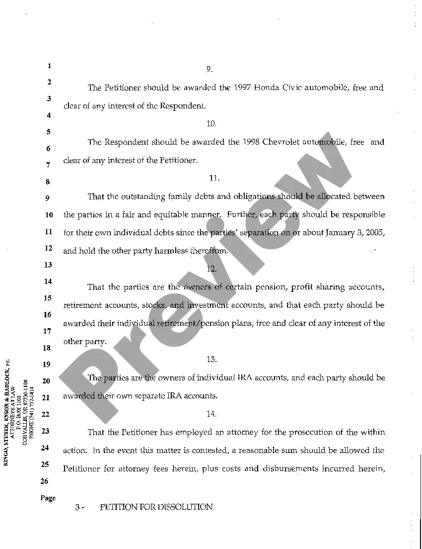 Get A01 Petition for Dissolution of Marriage Preview A01 Petition for Dissolution of Marriage