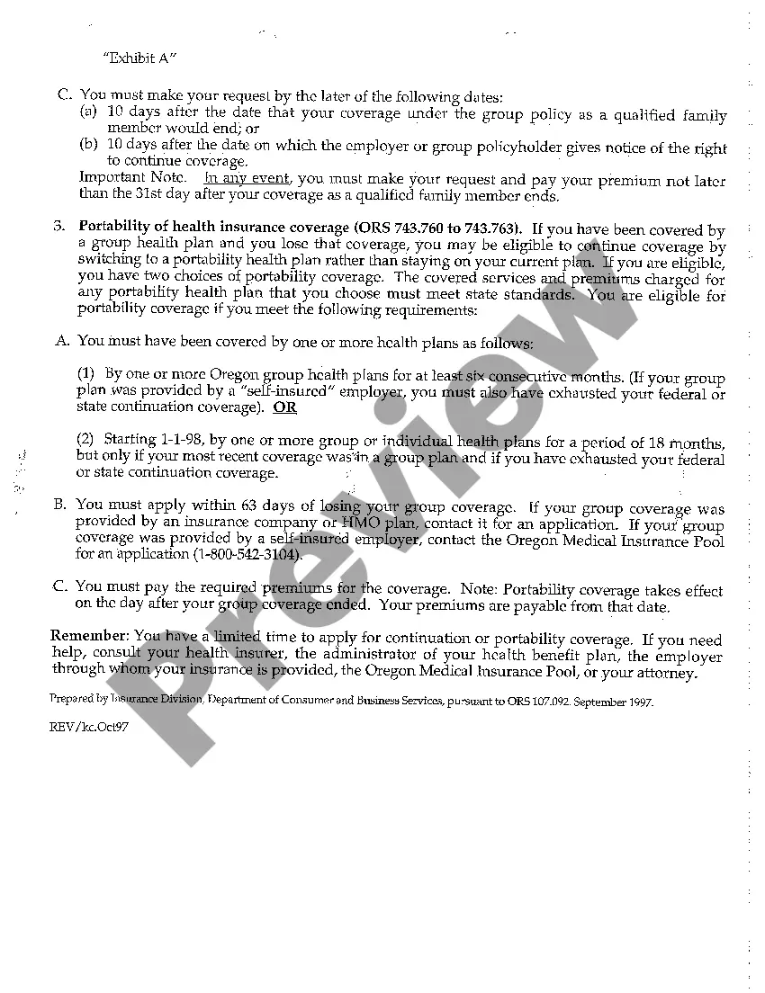 Preview A06 Exhibit "A" Notice of Continuing Health Coverage