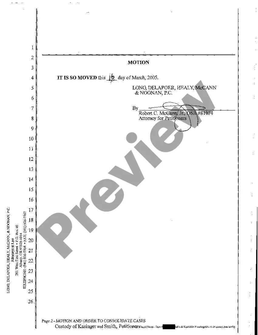 Preview A05 Motion and Order to Consolidate Cases Pursuant to ORS 419B.806
