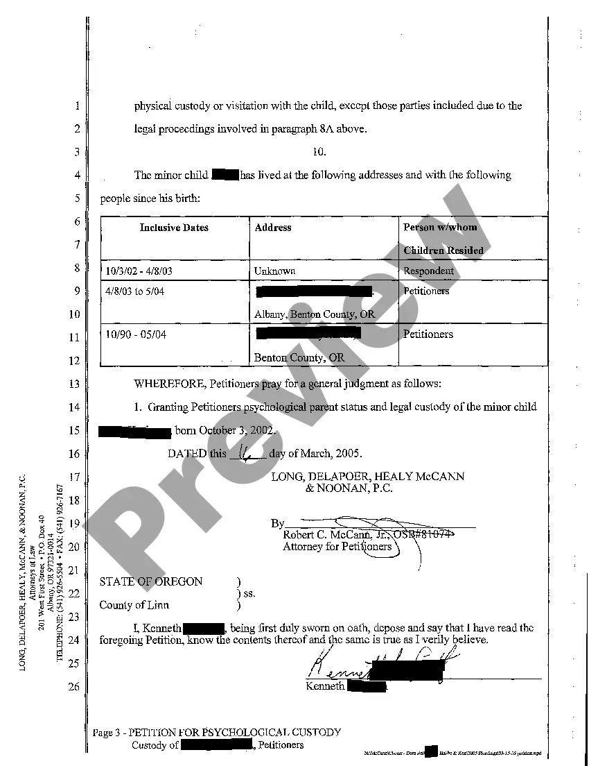 Preview A03 Petition for Psychological Custody