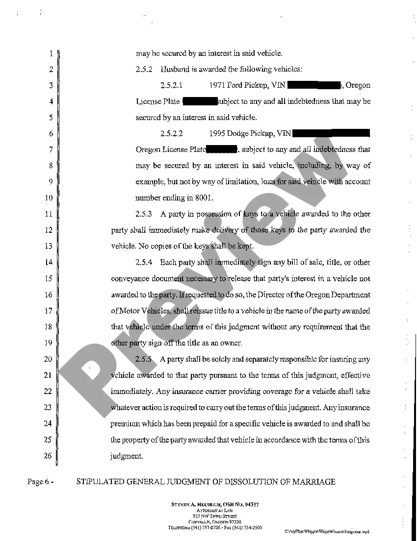 Preview A12 Stipulated General Judgment of Dissolution of Marriage