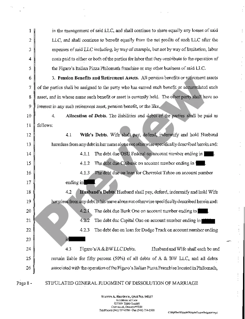 Preview A12 Stipulated General Judgment of Dissolution of Marriage