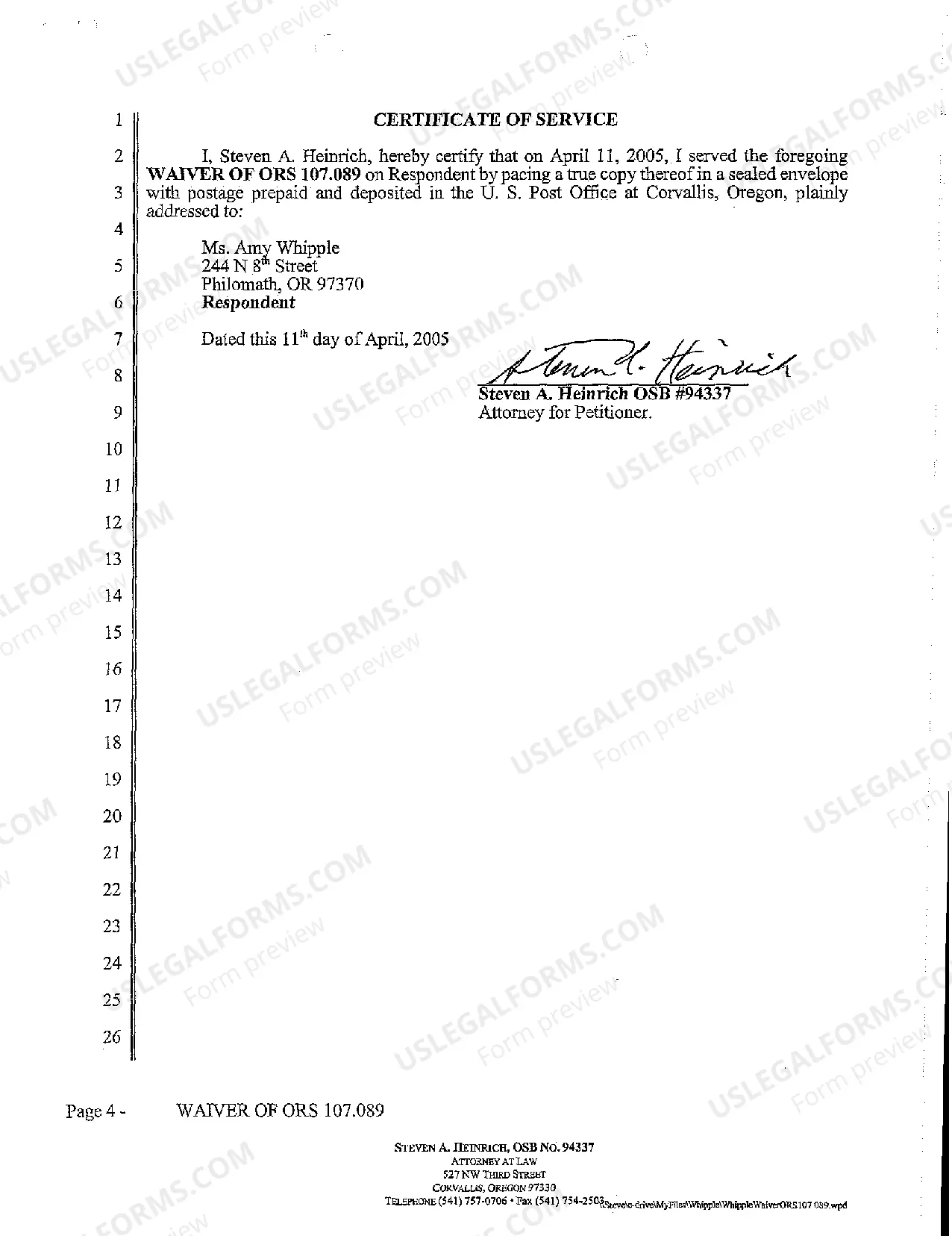 Preview A10 Waiver of ORS 107.089