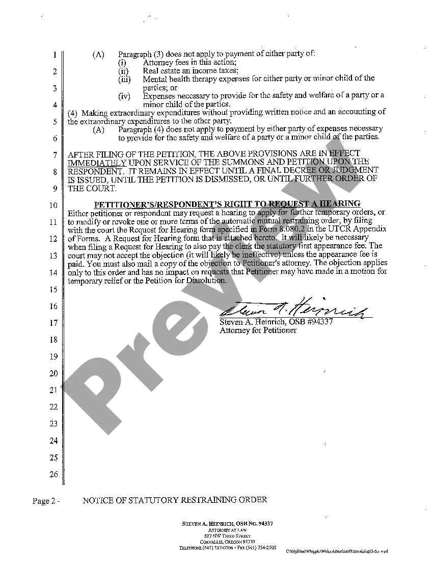 Get A05 Notice of Statutory Restraining Order Preview A05 Notice of Statutory Restraining Order