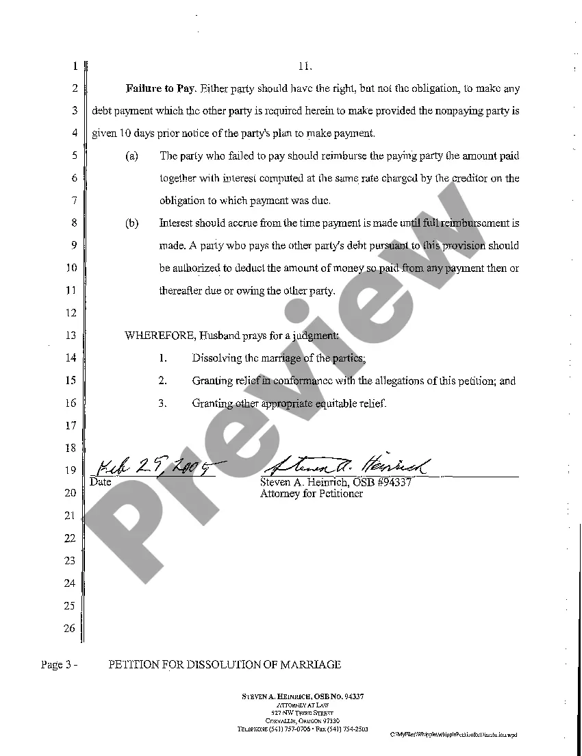 Preview A01 Petition for Dissolution of Marriage
