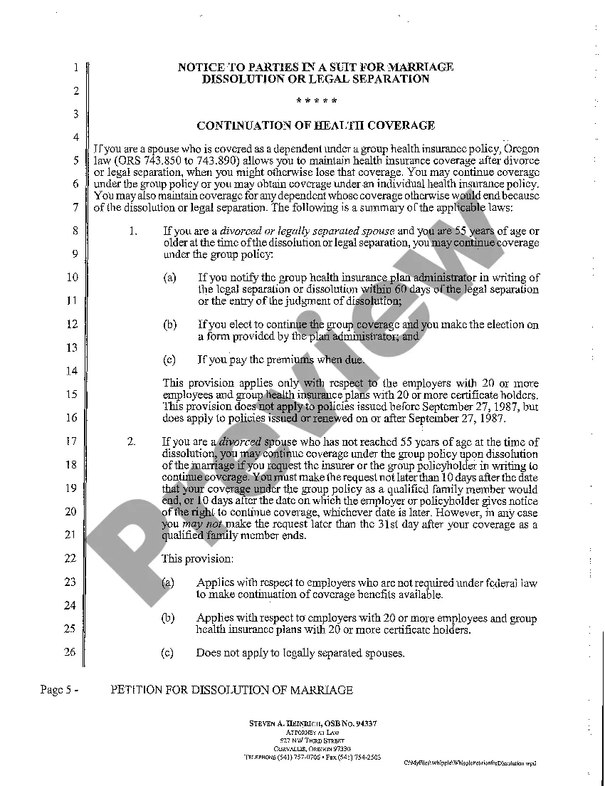 Preview A01 Petition for Dissolution of Marriage
