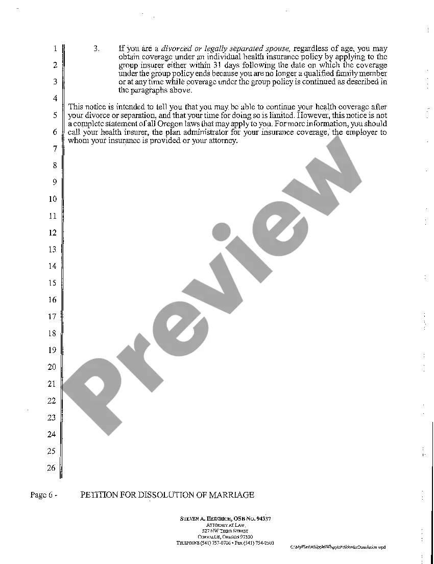 Preview A01 Petition for Dissolution of Marriage