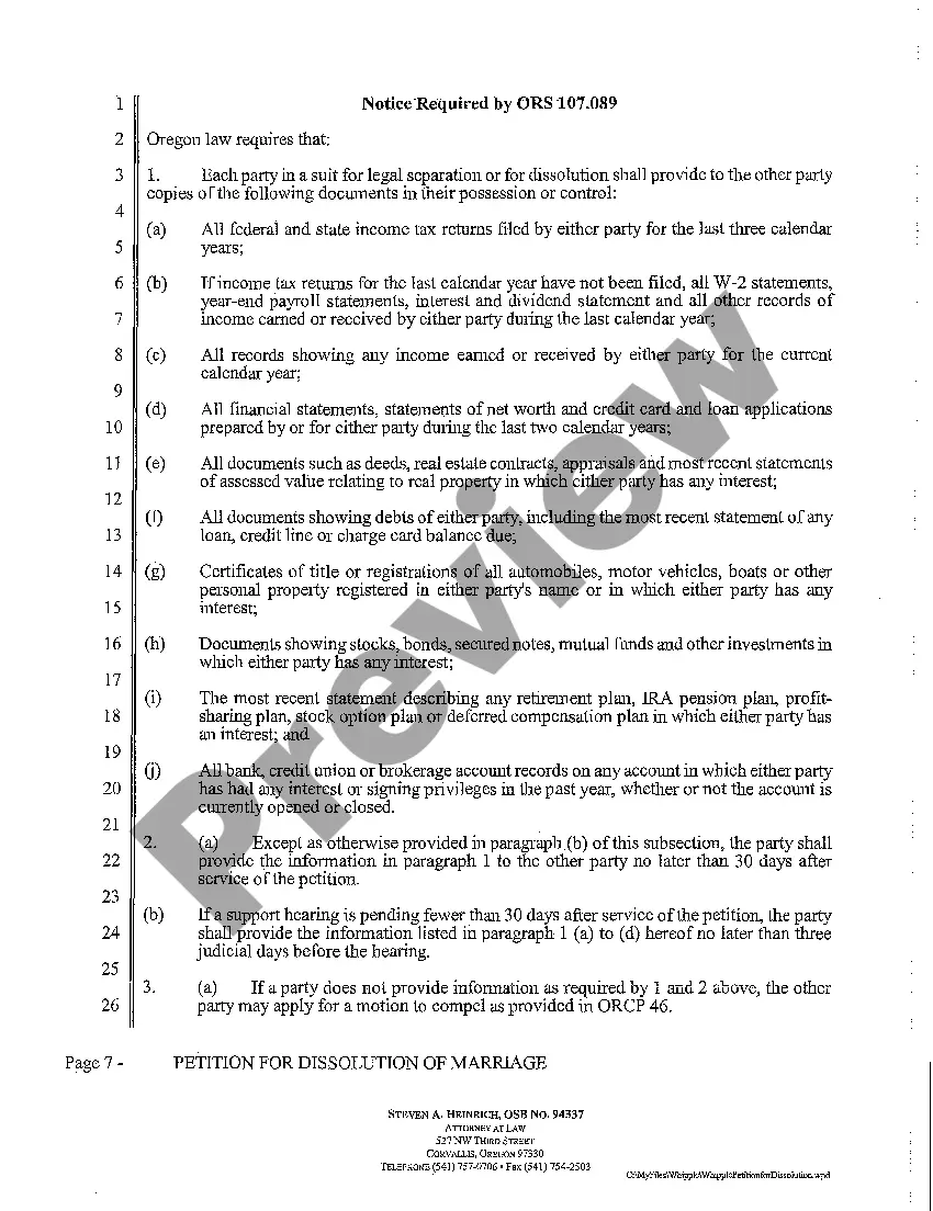Preview A01 Petition for Dissolution of Marriage