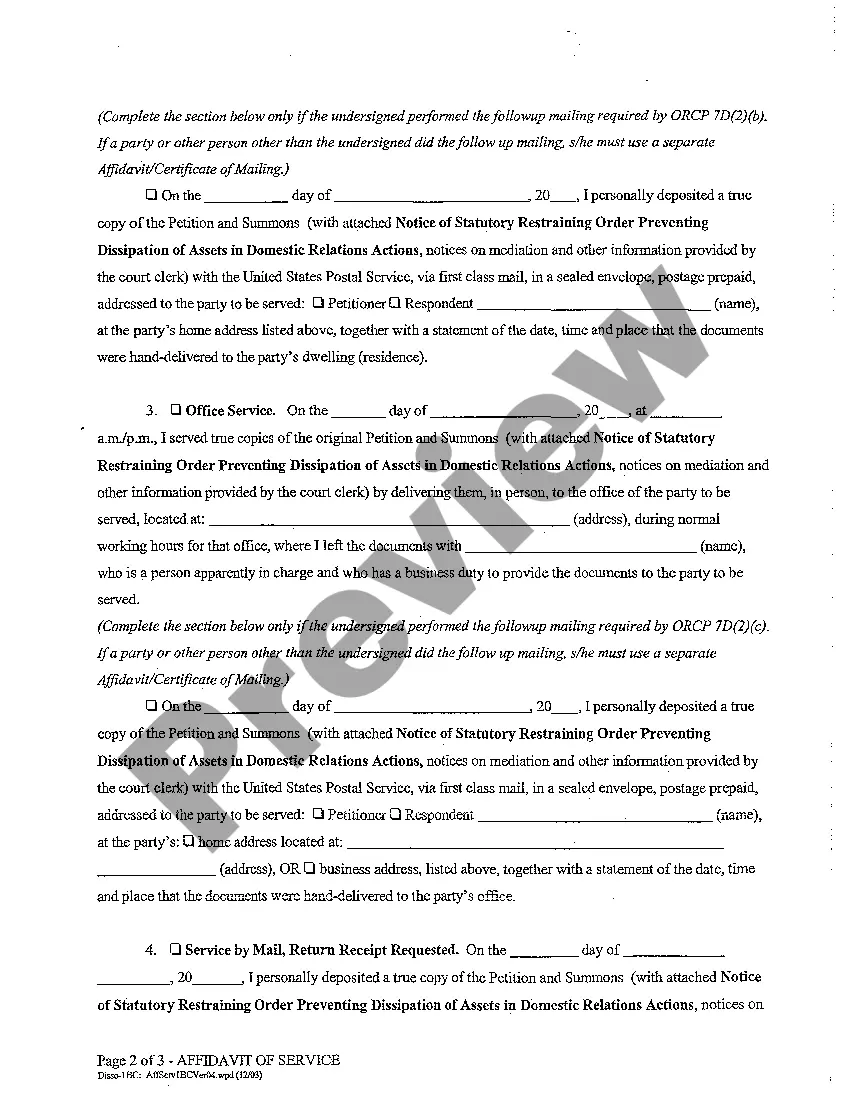 Preview A10 Affidavit of Service