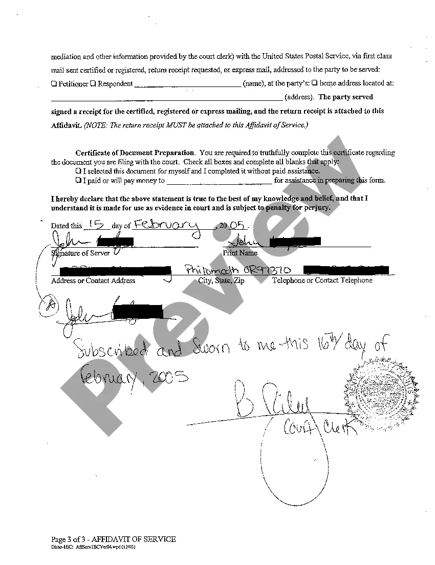 Preview A10 Affidavit of Service