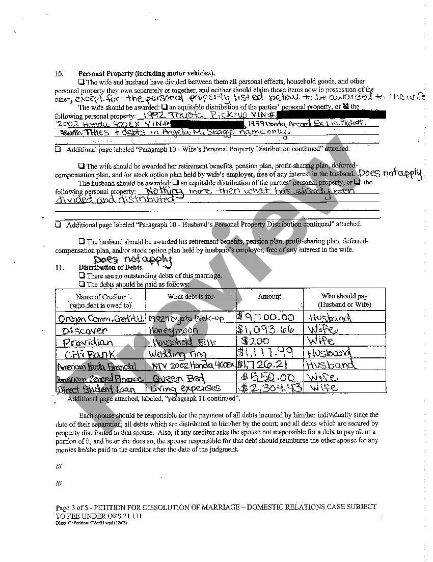 Get A01 Petition For Dissolution of Marriage Preview A01 Petition For Dissolution of Marriage