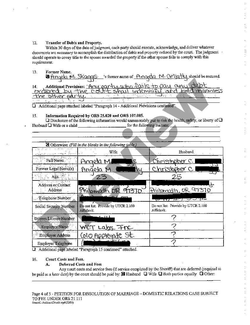 Get A01 Petition For Dissolution of Marriage Preview A01 Petition For Dissolution of Marriage