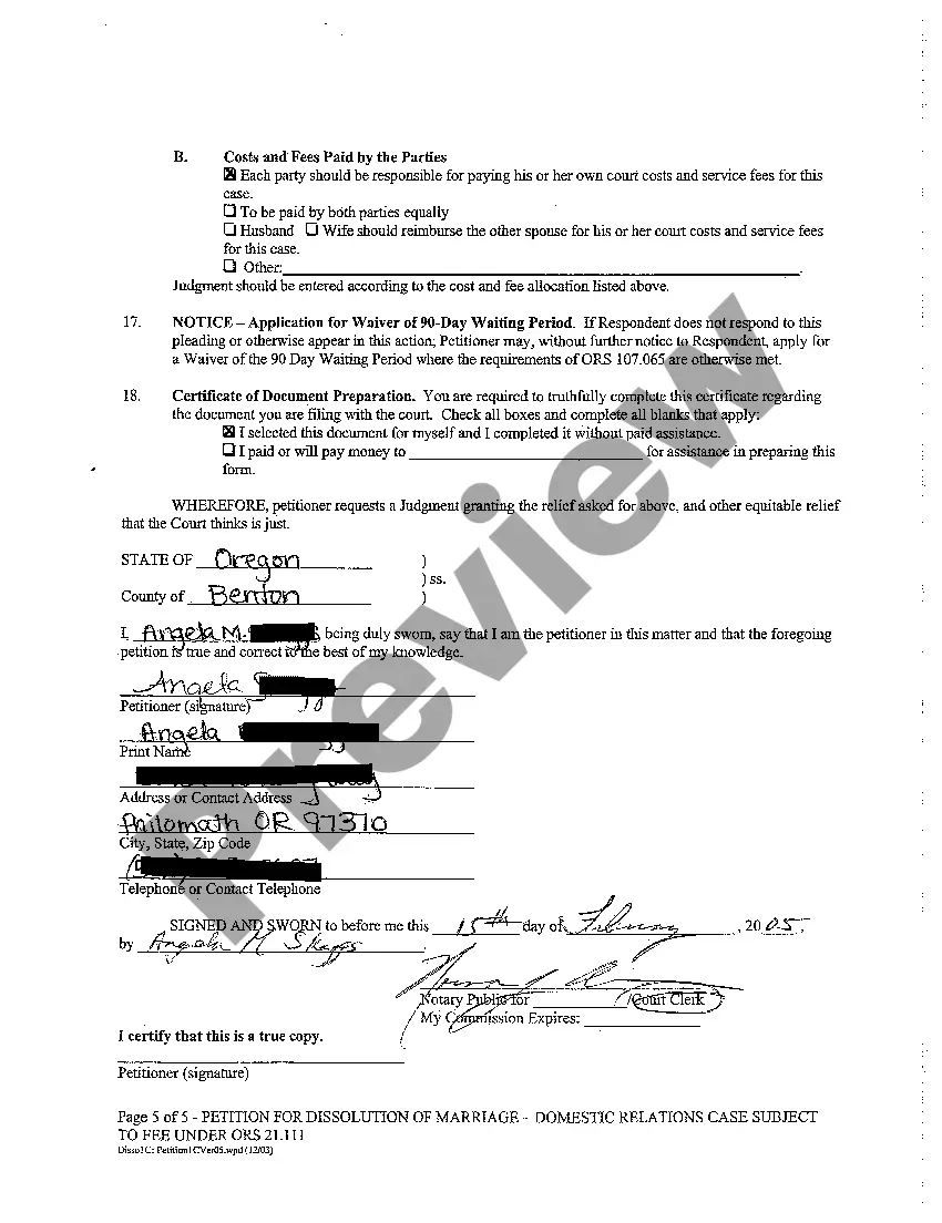 Get A01 Petition For Dissolution of Marriage Preview A01 Petition For Dissolution of Marriage