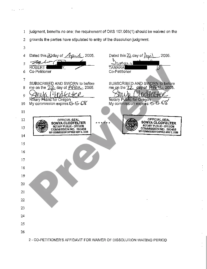 Get A08 Stipulated Affidavit for Waiver of Waiting Period Preview A08 Stipulated Affidavit for Waiver of Waiting Period