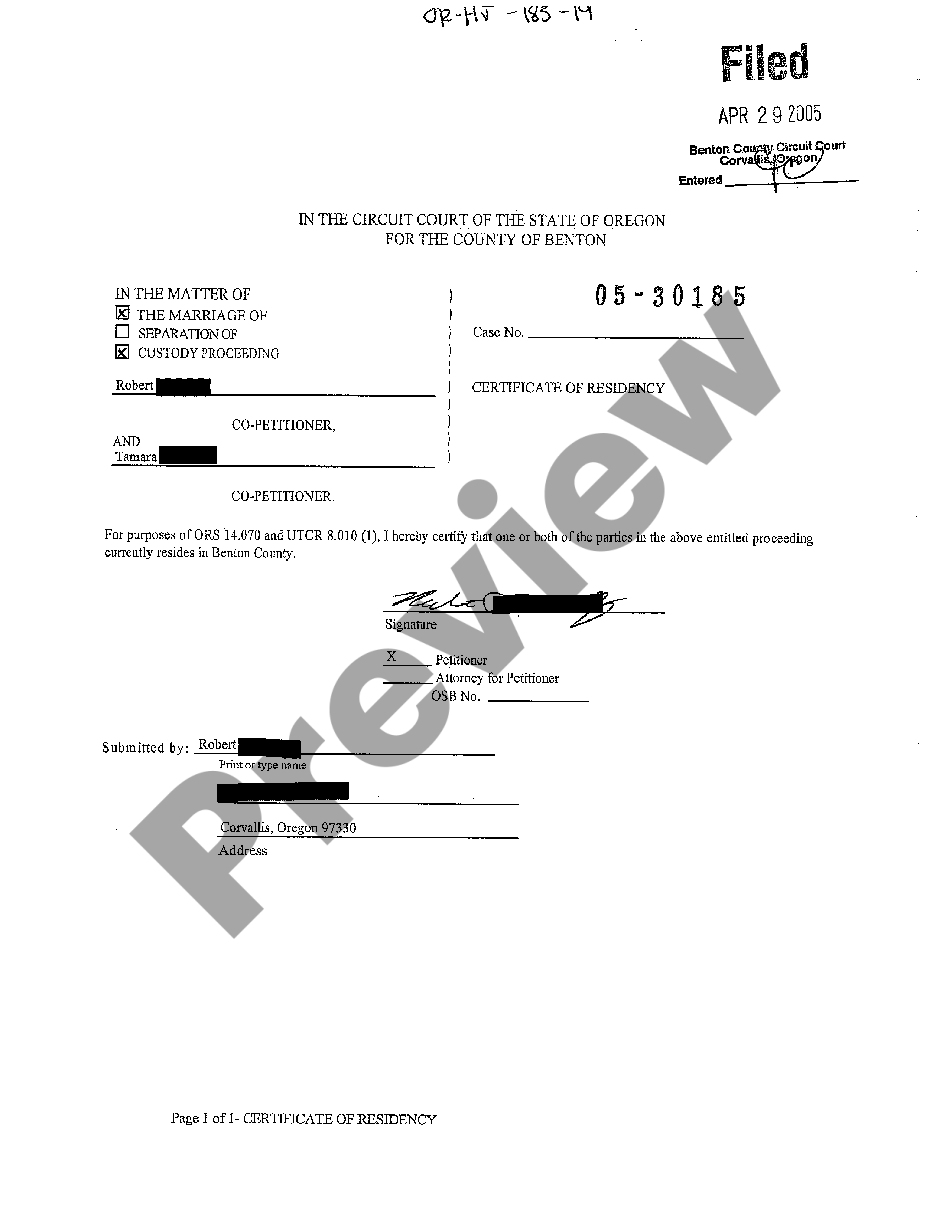 Certificate Of Residency Sample With Form 10f | US Legal Forms