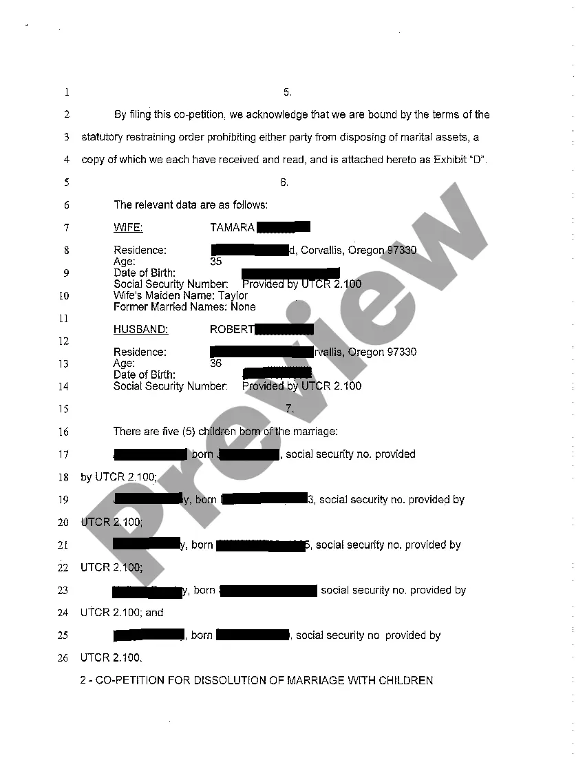 Preview A01 Co-Petition for Dissolution of Marriage with Children