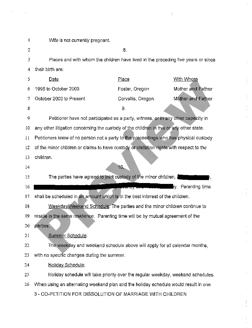 Preview A01 Co-Petition for Dissolution of Marriage with Children