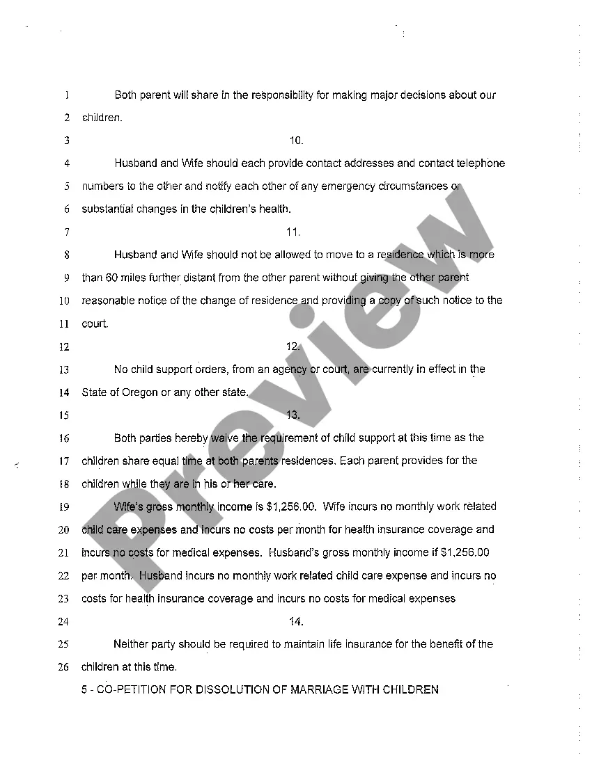 Preview A01 Co-Petition for Dissolution of Marriage with Children