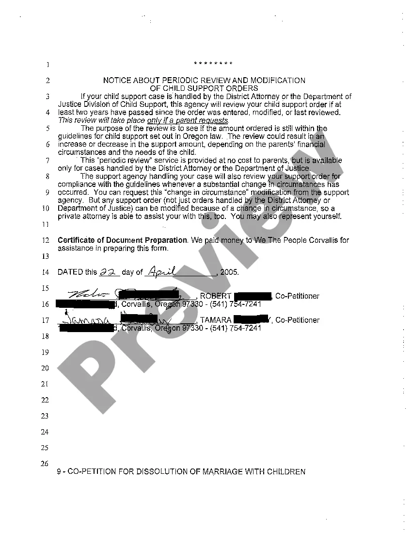 Preview A01 Co-Petition for Dissolution of Marriage with Children